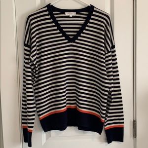 Equipment Femme Navy Striped Oversized Pullover